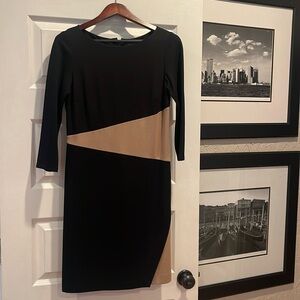 Dress fall minimalist Size 6 black and tan Ann Taylor dress like Zara
